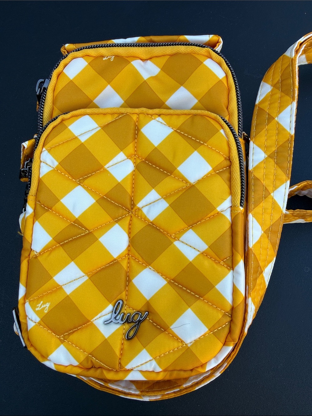 lug Yellow & White Gingham Quilted Crossbody Bag